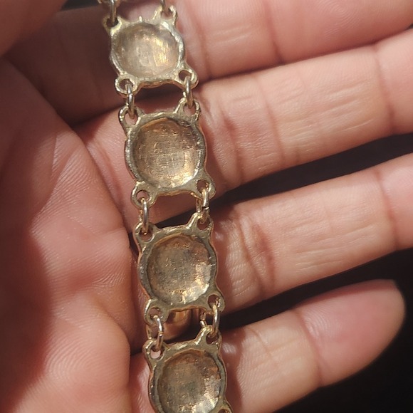 Multicolor Cabochon Jewelry lot Bracelet Brooch Gold Tone vintage - Picture 15 of 16